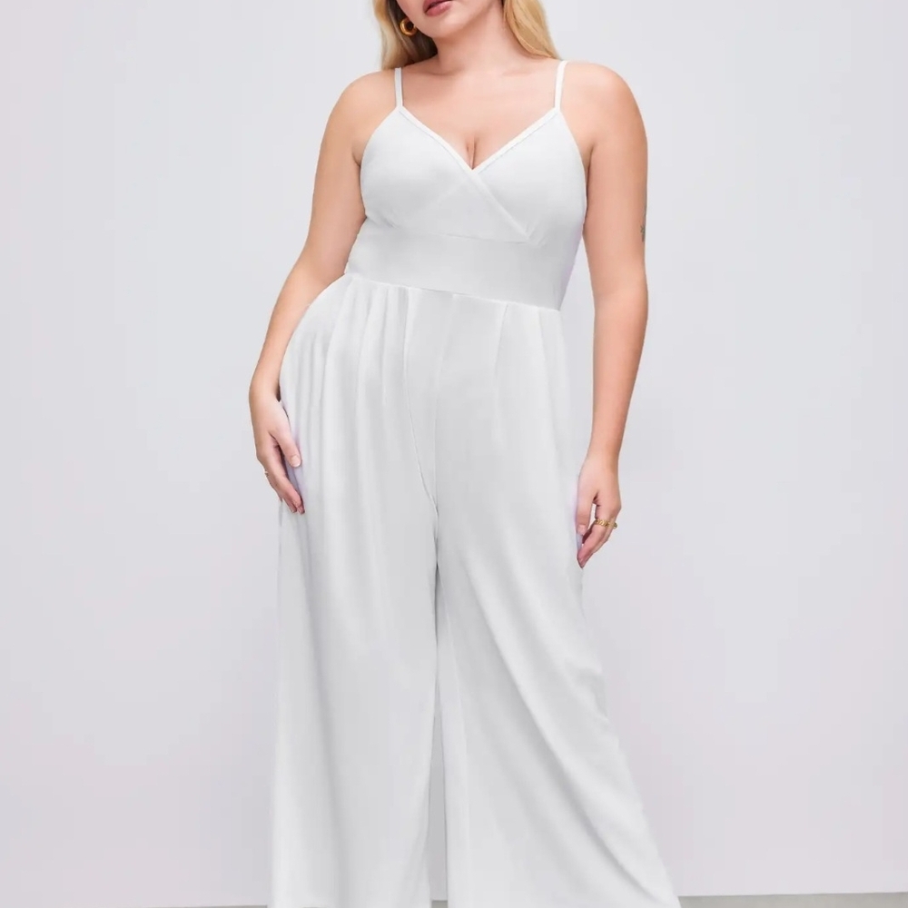 Cider White V-Neck Jumpsuit